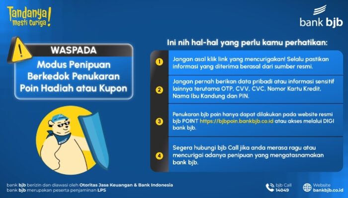 Waspadai Penipuan!! bank bjb Imbau Nasabah Jangan Percayai Tautan Link Palsu Mengatasnamakan Bank
