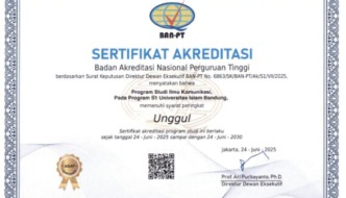 Prodi Ilmu Komunikasi Fikom Unisba Kembali Raih Akreditasi Unggul 2025: Bukti Mutu, Jejak Global, dan Inovasi Berkelanjutan