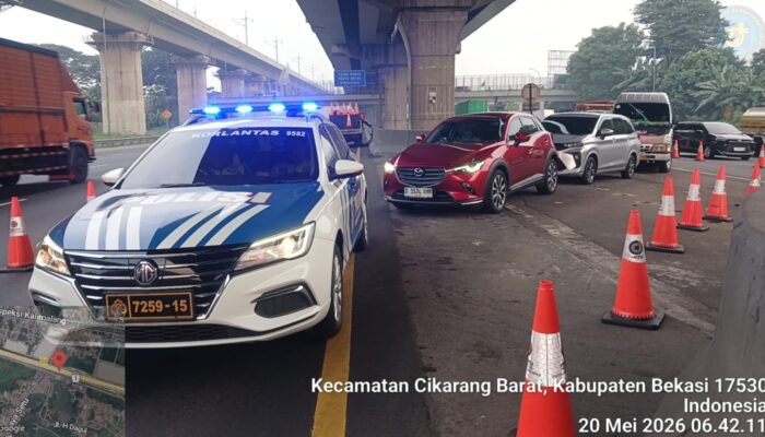 Volume Kendaraan Meningkat, JTT Kembali Berlakukan Contraflow KM 23 s.d KM 28 Ruas Tol Jakarta–Cikampek