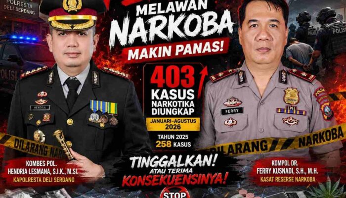 Tak Ada Tempat untuk Narkoba, 403 Kasus Berhasil Diungkap Polresta Deli Serdang