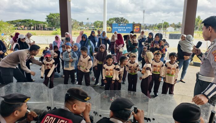 Serunya Anak TK Taruna Belajar Rambu Lalu Lintas di Mako Polres Pangandaran